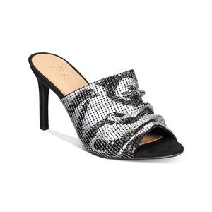 THALIA SODI Womens Silver Slouching Over Almond Stiletto Mules Shoes 6.5 M